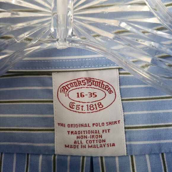 Brooks Brothers Shirt Men Size 16-35 Blue Stripe Traditional Fit Button Up Shirt - Picture 5 of 13